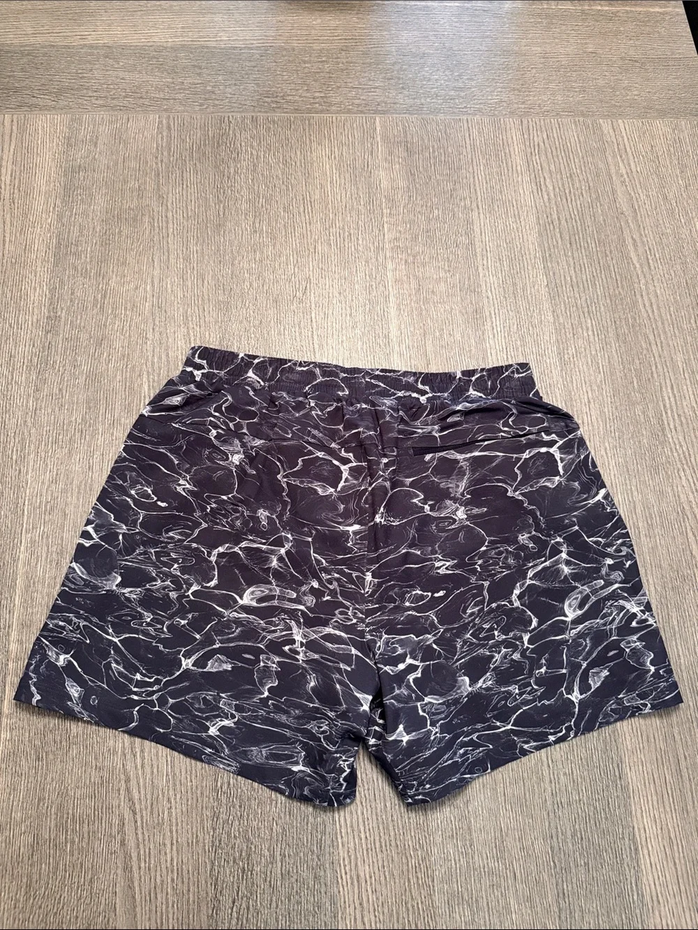lululemon athletica Black Marble-Effect Swim Trunks